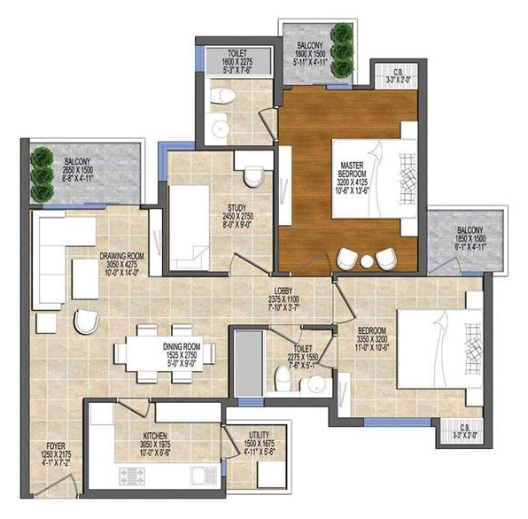 2BHK 1245 Sq.Ft