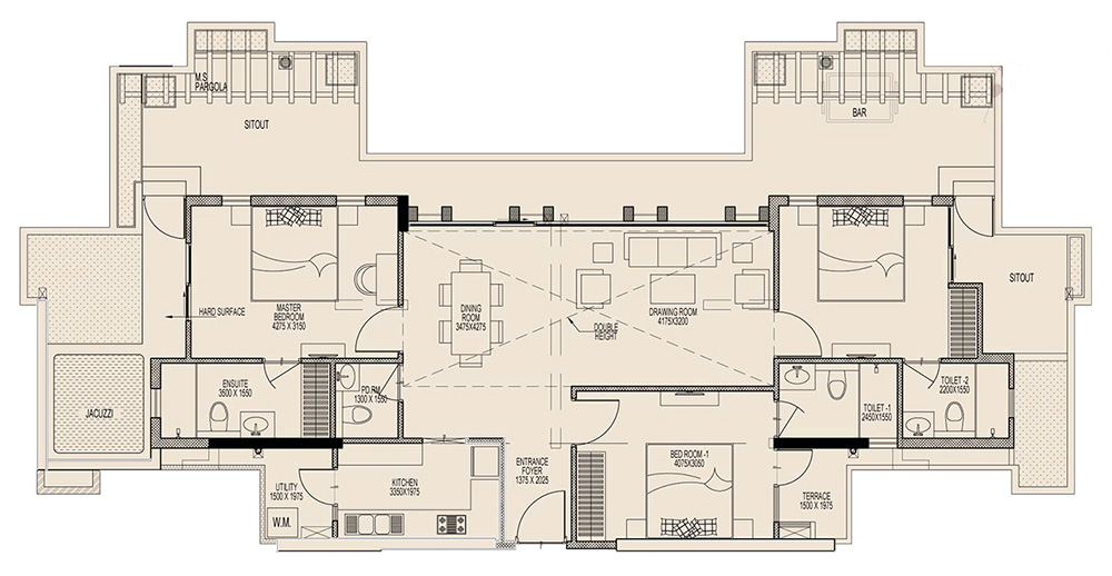 3BHK 1850 Sq.Ft