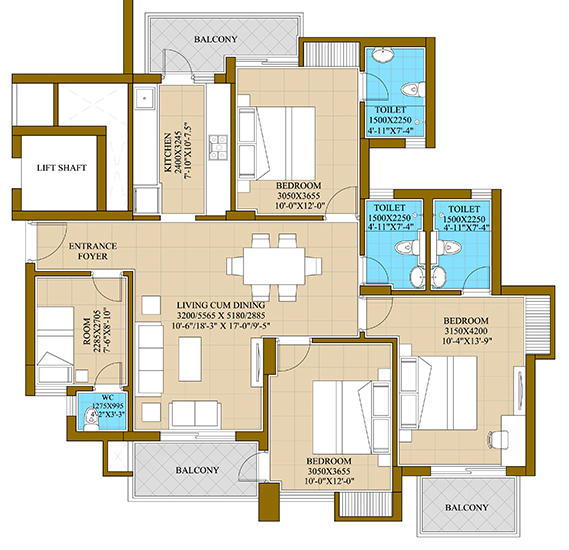 3BHK 1625 Sq.Ft