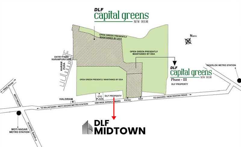 DLF One Midtown Location Map