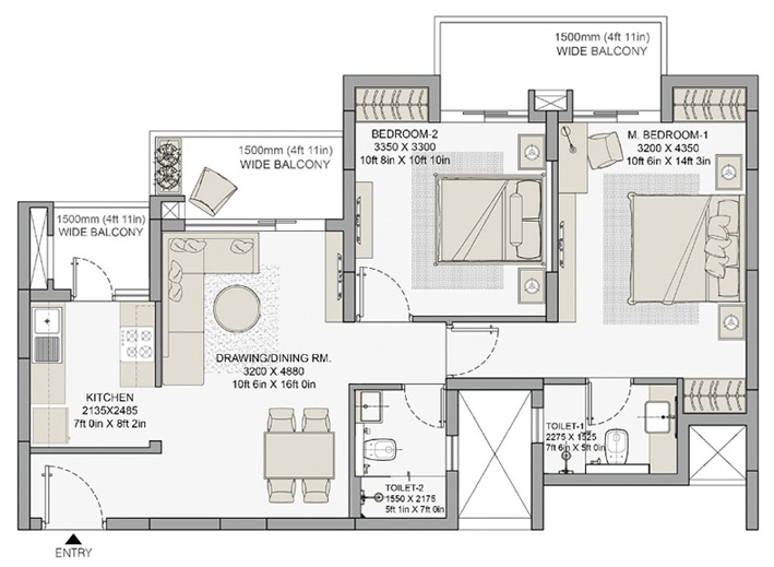 2BHK 1155 Sq.Ft