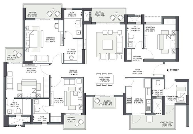 4BHK 1927 Sq.Ft