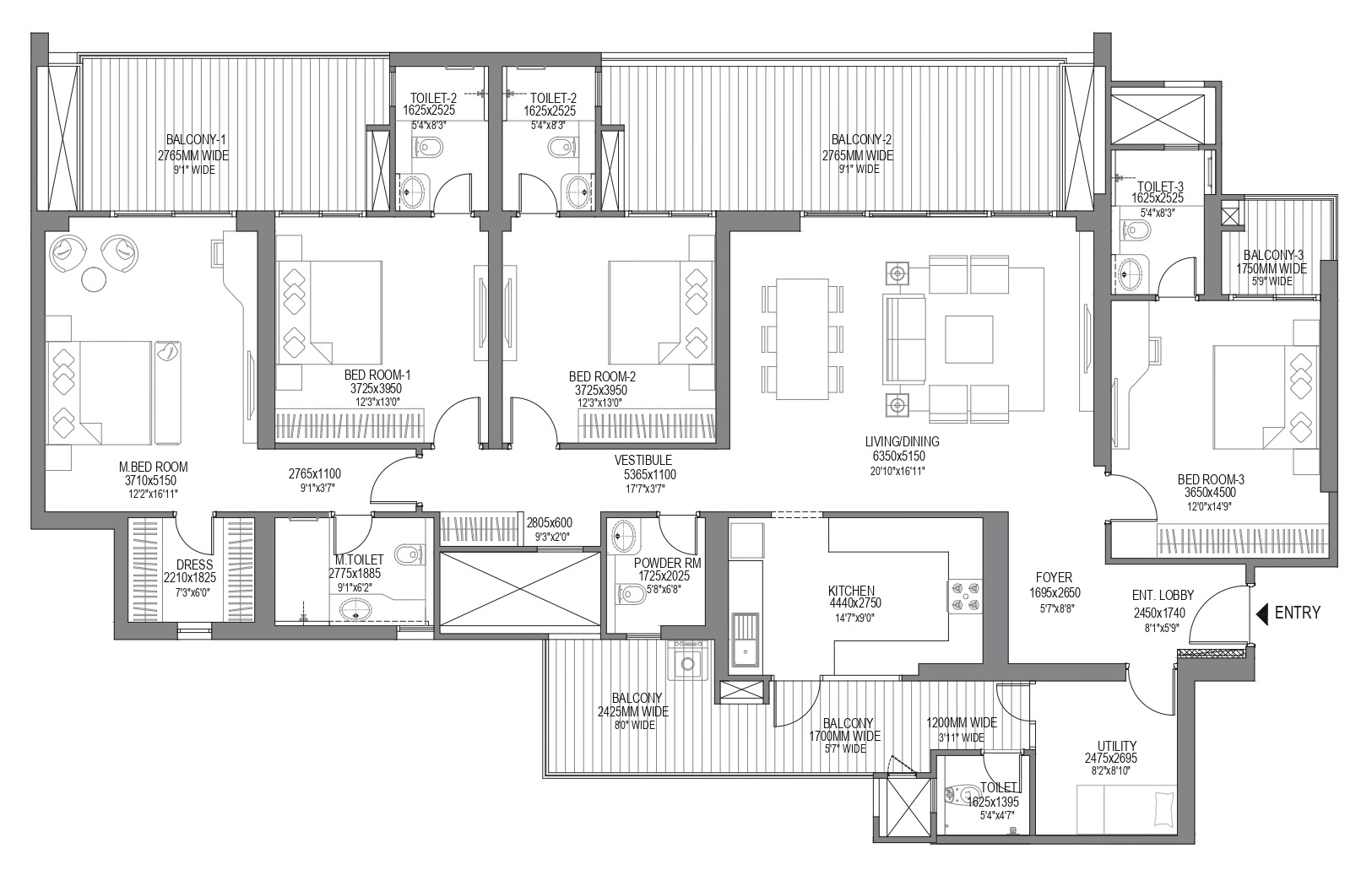 4BHK 1848.16 Sq.Ft