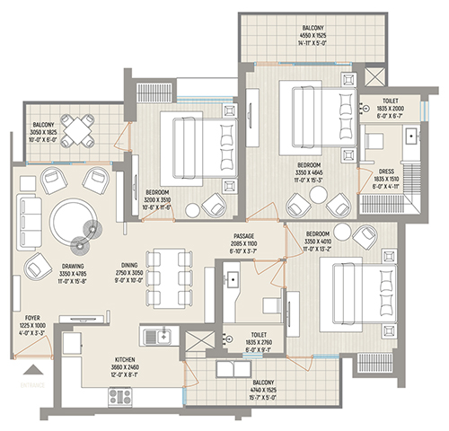 3BHK 1656 Sq.Ft